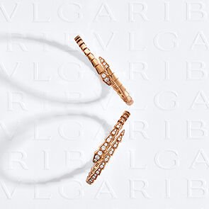 Serpenti Viper bracelets in rose gold with diamonds.